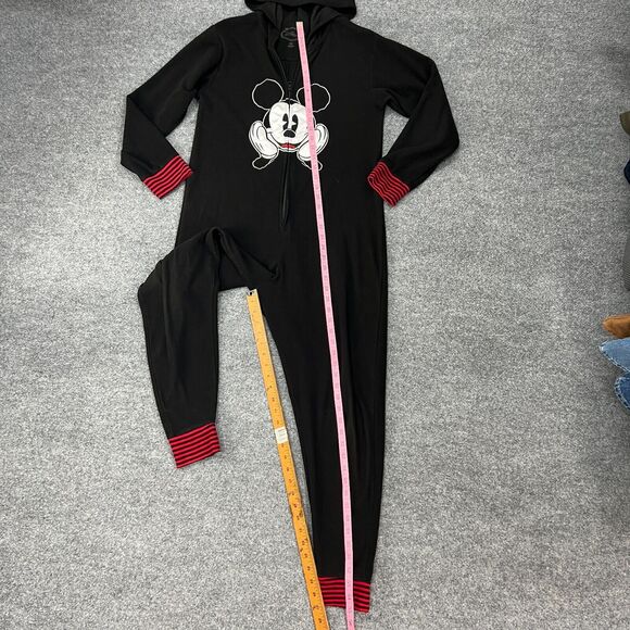 Disney Mickey One Piece Pajama Youth Girls S Small Zip Front Footless Hooded PJs - Picture 6 of 13